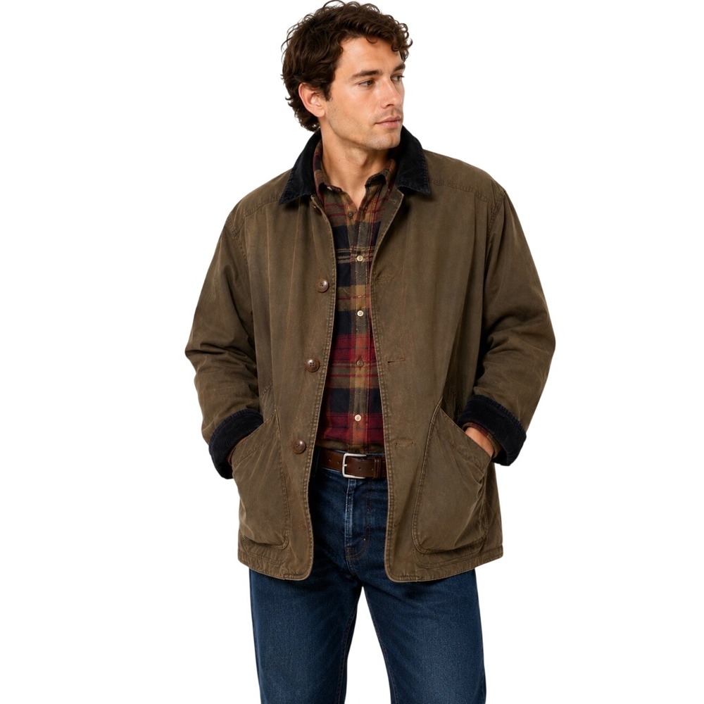 J. Crew Olive Brown Barn Jacket with Corduroy Collar